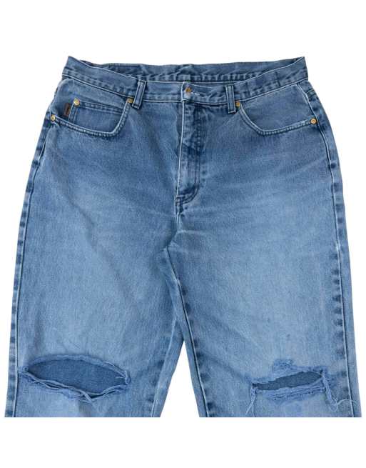 Vintage 2000s YSL Yves Saint Laurent Ripped Denim Jeans Size W35 in Blue, 4 of 4