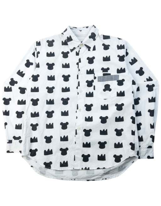 Vintage 2009 Comme Des Garçons X Bearbrick Medicom Toy Long Sleeve Button Up Shirt Size S