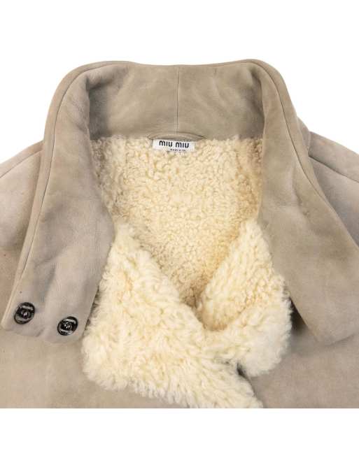 Vintage 2009 Miu Miu Fleece Lined Shearling Jacket Size L, 3 of 7