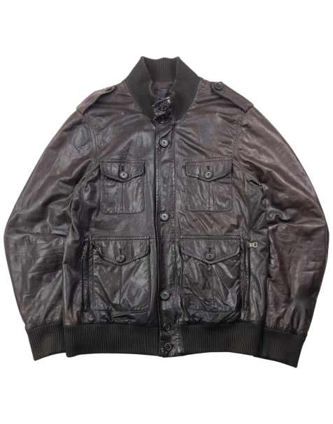 Vintage 2010 Prada multi-pocket leather jacket size l in brown - view 1