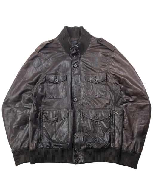 Vintage 2010 Prada multi-pocket leather jacket size l in brown
