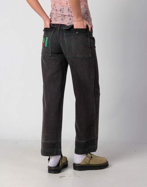Vintage  26x30 Denim Hip Hop Baggy Jeans Charcoal Grey