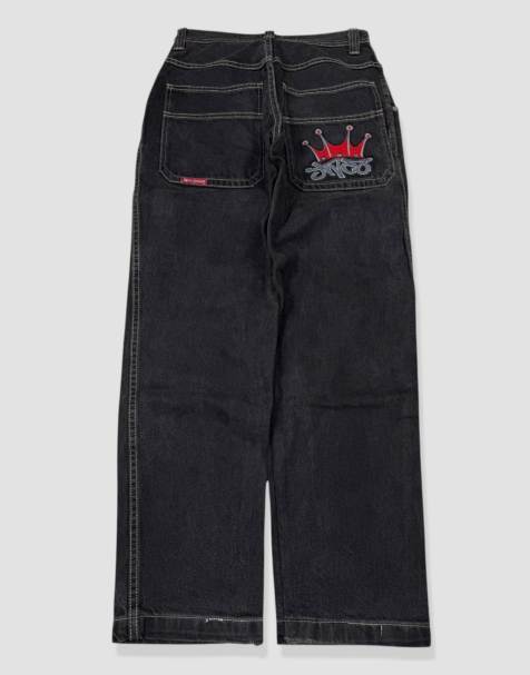 Vintage 28W 30L JNCO embroidered jeans in black - view 1