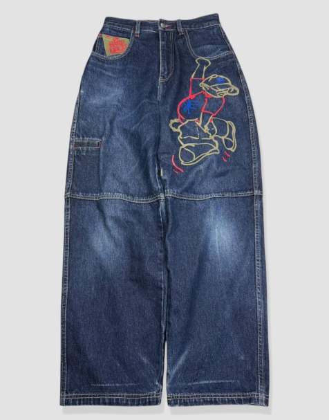 Vintage 28W 30L School of Hard Knocks baggy jeans in blue - view 1