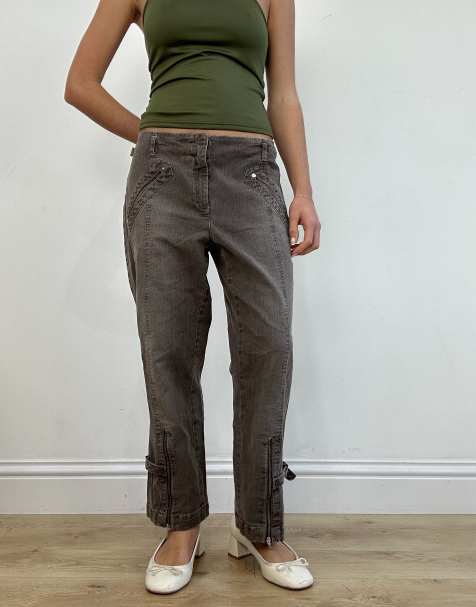Vintage 3/4 length jeans in brown - view 1