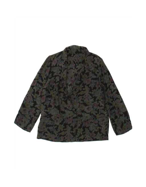 Vintage 3/4 Sleeve 1 Button Blazer Jacket UK 12 Medium In Grey Floral
