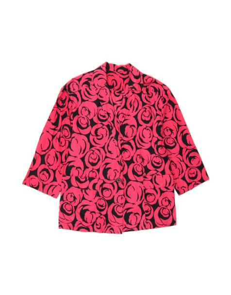 Vintage 3/4 Sleeve 1 Button Blazer Jacket UK 14 Medium In Pink Floral - view 1