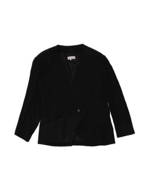 Vintage 3/4 Sleeve 1 Button Blazer Jacket UK 16 Large In Black