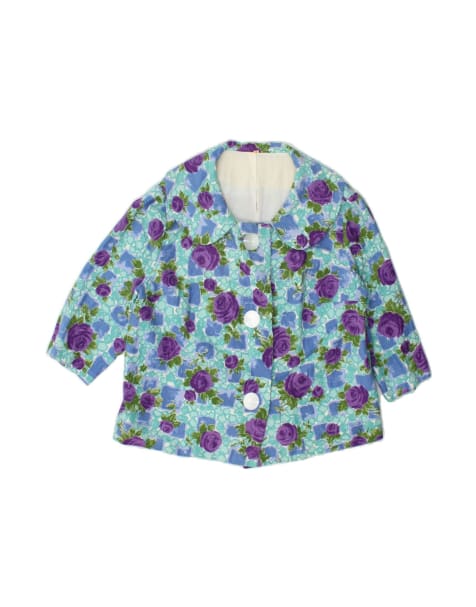 Vintage 3/4 Sleeve 3 Button Blazer Jacket It 44 Medium In Blue Floral - view 1