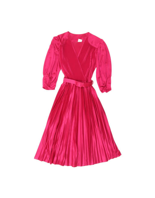 Vintage 3/4 Sleeve A-line Dress EU 38 Medium In Pink