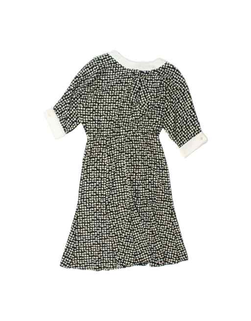 Vintage 3/4 Sleeve A-line Dress UK 10 Small In Black Spotted