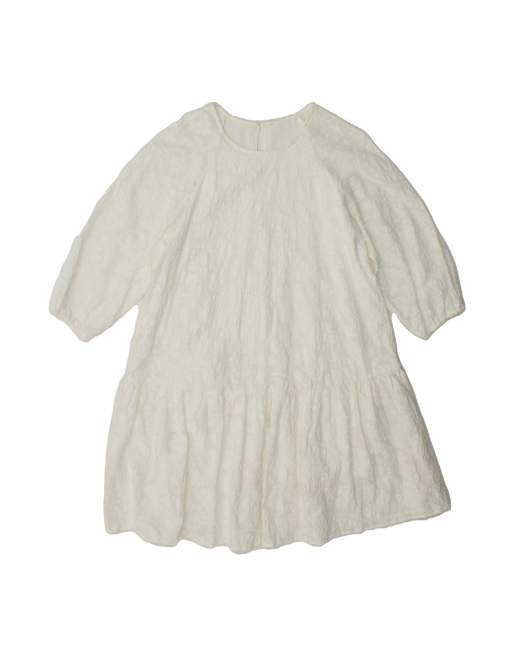 Vintage 3/4 Sleeve A-line Dress UK 12 Medium In White
