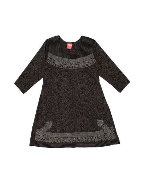 Vintage 3/4 Sleeve A-line Dress UK 20 2XL In Grey Paisley - view 1
