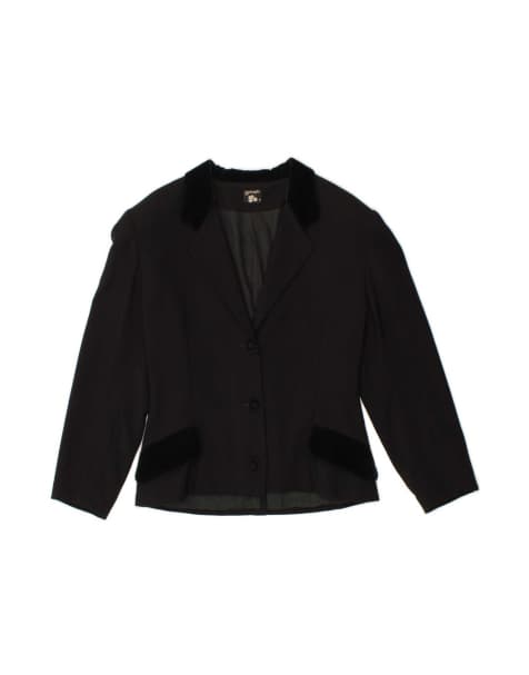 Vintage 3/4 Sleeve Blazer Jacket UK 12 Medium In Black - view 1
