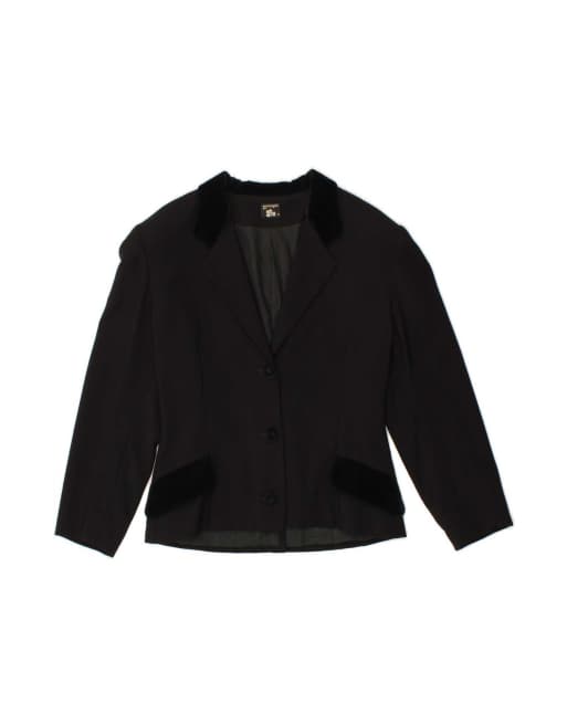Vintage 3/4 Sleeve Blazer Jacket UK 12 Medium In Black
