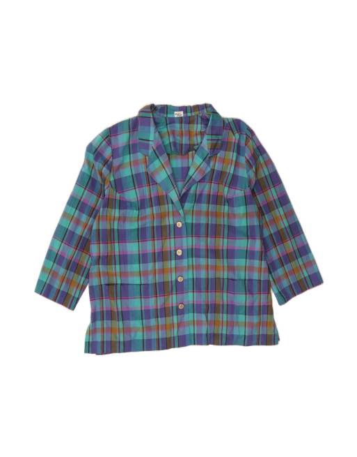 Vintage 3/4 Sleeve Blazer Jacket UK 20 2XL In Multicoloured Check