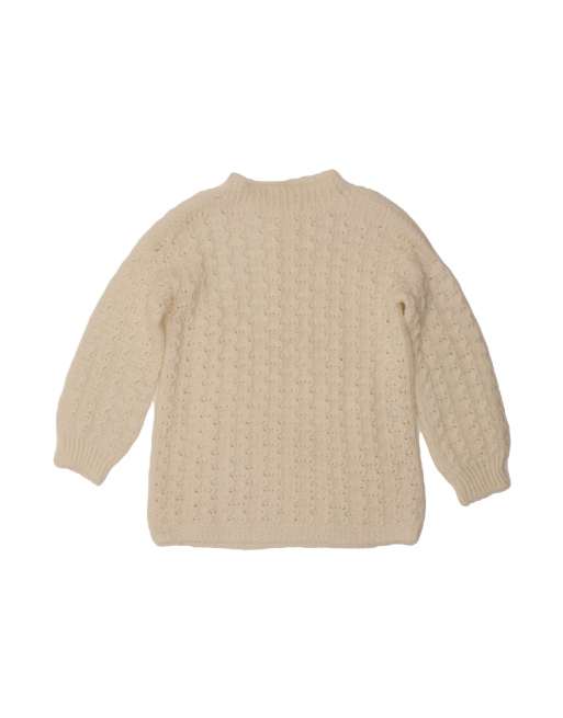 Vintage 3/4 Sleeve Boat Neck Jumper Sweater UK 16 Large In Off In White