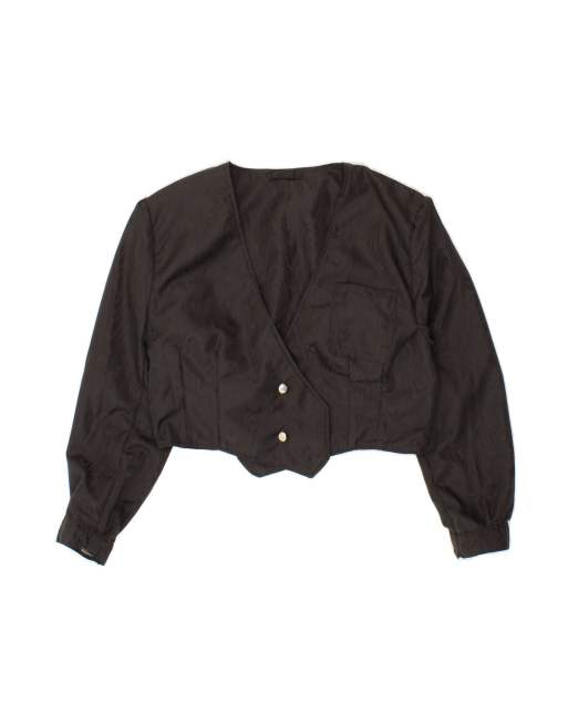 Vintage 3/4 Sleeve Bolero Jacket UK 14 Medium In Black