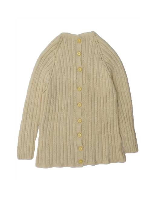 Vintage 3/4 Sleeve Cardigan Sweater UK 10 Small In Off In White