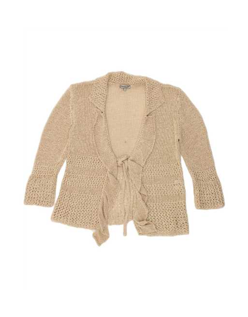 Vintage 3/4 Sleeve Cardigan Sweater UK 14 Large In Beige