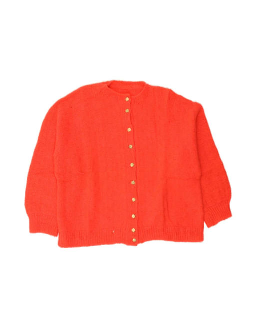Vintage 3/4 Sleeve Cardigan Sweater UK 16 Large In Red