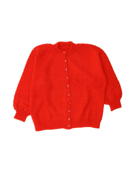 Vintage 3/4 Sleeve Cardigan Sweater UK 16 Large In Red