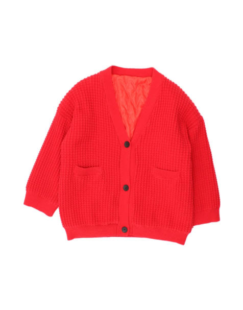 Vintage 3/4 Sleeve Cardigan Sweater UK 20 2XL In Red - view 1