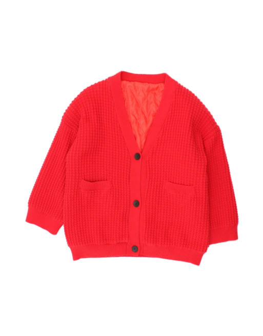 Vintage 3/4 Sleeve Cardigan Sweater UK 20 2XL In Red