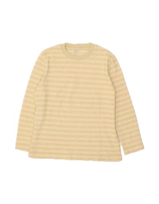Vintage 3/4 Sleeve Crew Neck Jumper Sweater It 48 XL In Beige Striped