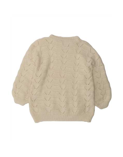 Vintage 3/4 Sleeve Crew Neck Jumper Sweater UK 16 Large In White - view 1