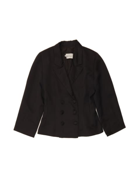 Vintage 3/4 Sleeve Double Breasted Blazer Jacket UK 8 Small In Black - view 1