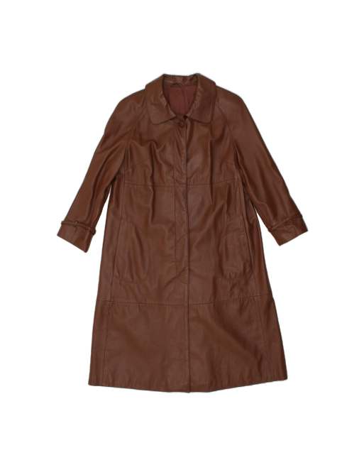 Vintage 3/4 Sleeve Leather Coat It 50 XL In Brown