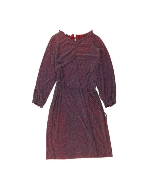 Vintage 3/4 Sleeve Maxi Dress UK 16 Large In Purple Flecked