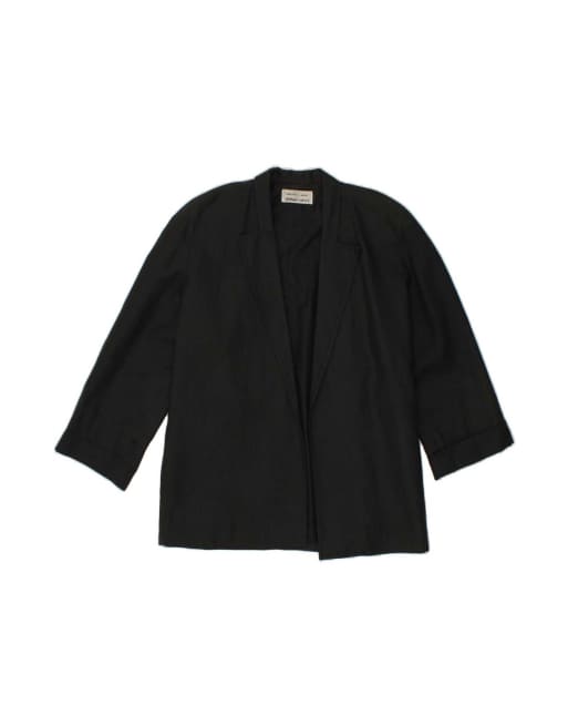 Vintage 3/4 Sleeve Open Blazer Jacket UK 10 Small In Black