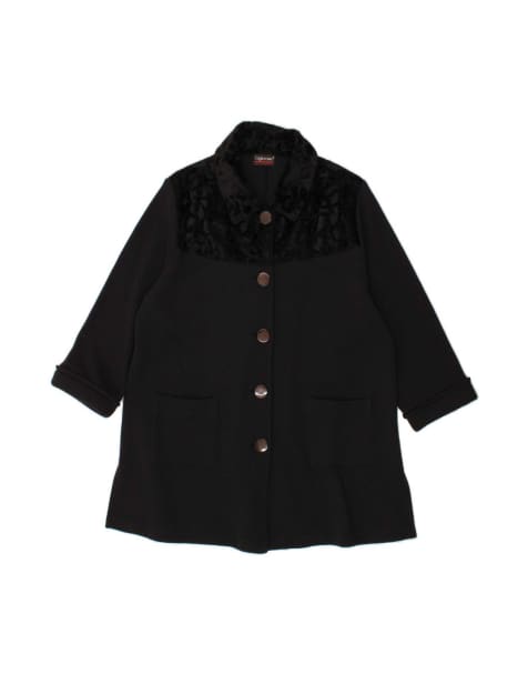 Vintage 3/4 Sleeve Overcoat UK 10 Small In Black - view 1