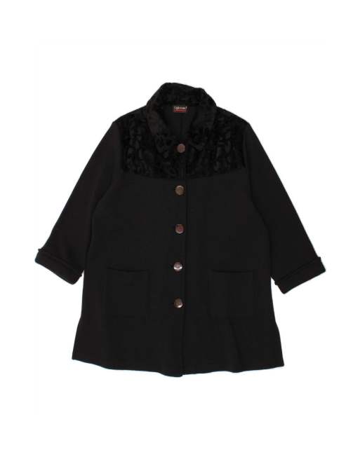 Vintage 3/4 Sleeve Overcoat UK 10 Small In Black