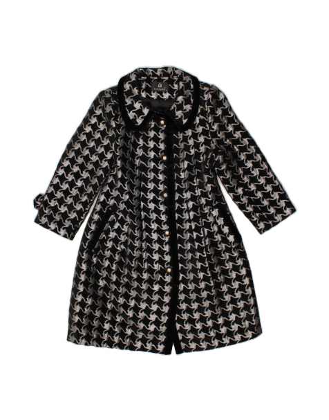 Vintage 3/4 Sleeve Overcoat UK 12 Medium In Black Houndstooth - view 1