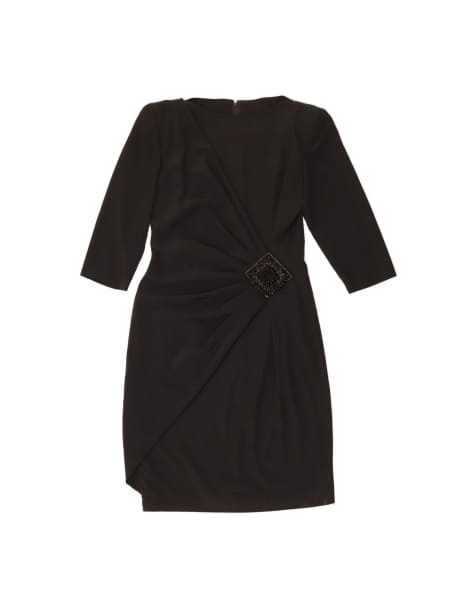 Vintage 3/4 Sleeve Sheath Dress It 44 Medium In Black - view 1