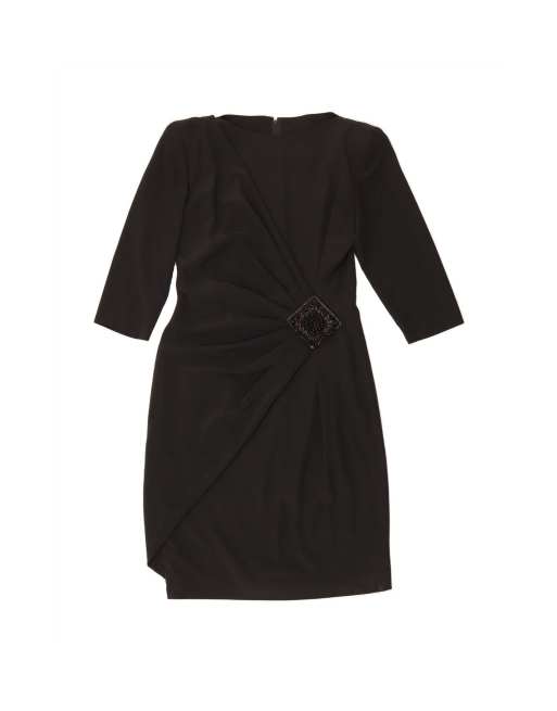 Vintage 3/4 Sleeve Sheath Dress It 44 Medium In Black
