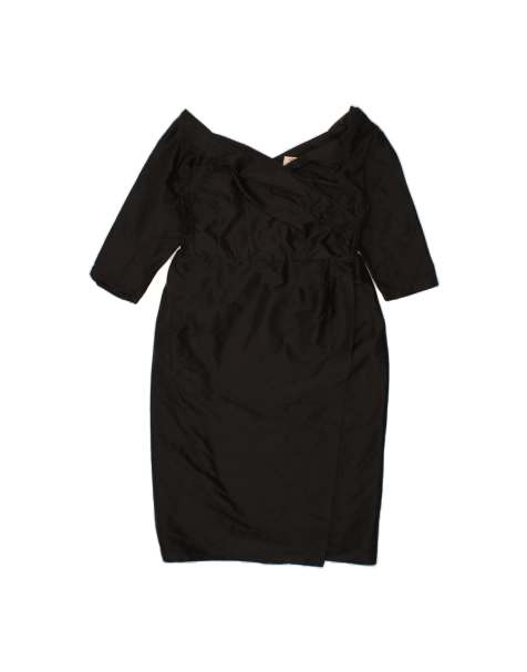 Vintage 3/4 Sleeve Sheath Dress UK 12 Medium In Black - view 1