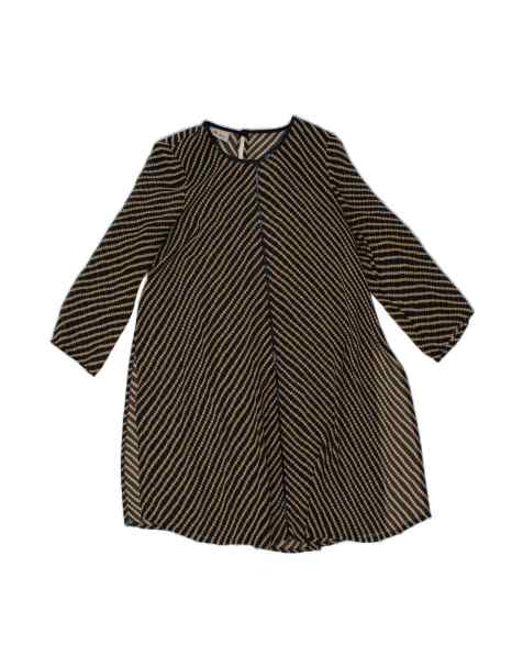 Vintage 3/4 Sleeve Tunic Dress UK 16 Large In Blue Spotted - view 1
