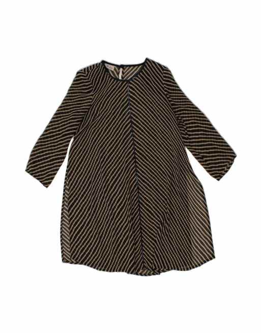 Vintage 3/4 Sleeve Tunic Dress UK 16 Large In Blue Spotted