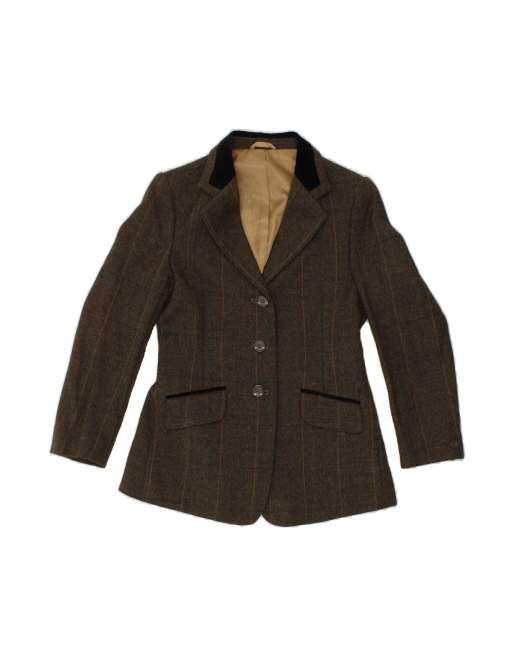 Vintage 3 Button Blazer Jacket EU 34 XS In Green Check New
