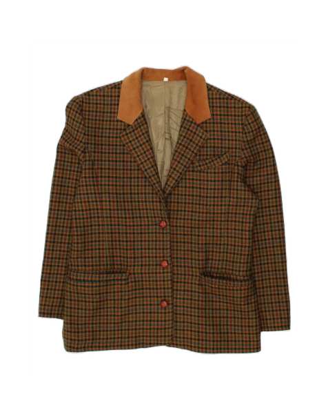 Vintage 3 Button Blazer Jacket EU 44 XL In Brown Houndstooth Wool - view 1