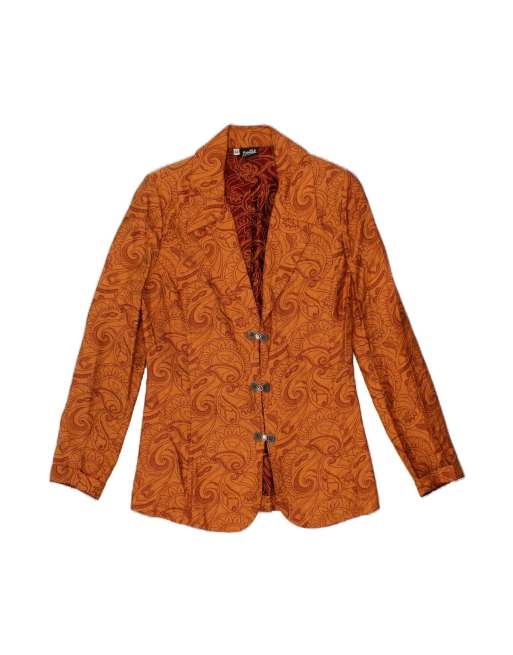 Vintage 3 Button Blazer Jacket It 42 Medium In Brown Paisley