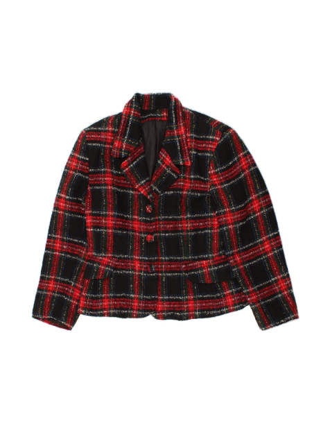 Vintage 3 Button Blazer Jacket It 46 Large In Red Plaid - view 1