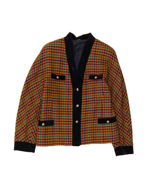 Vintage 3 Button Blazer Jacket It 48 XL In Multicoloured Houndstooth - view 1