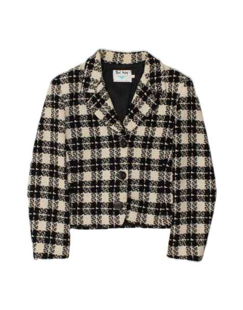 Vintage 3 Button Blazer Jacket UK 12 Medium In Black Check - view 1