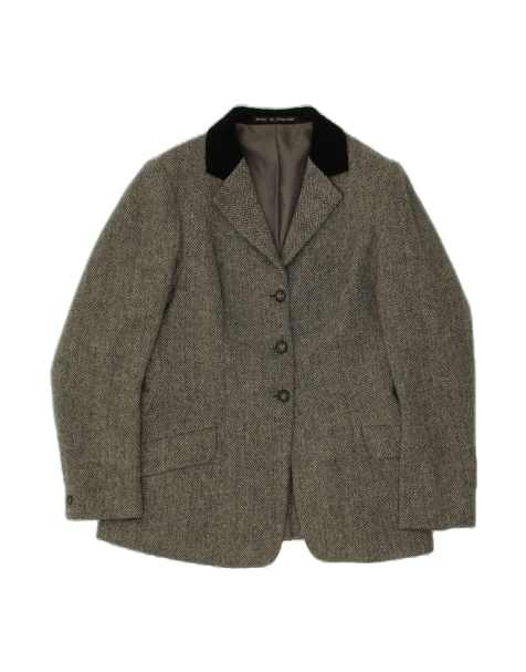 Vintage 3 Button Blazer Jacket UK 12 Medium In Grey Herringbone - view 1