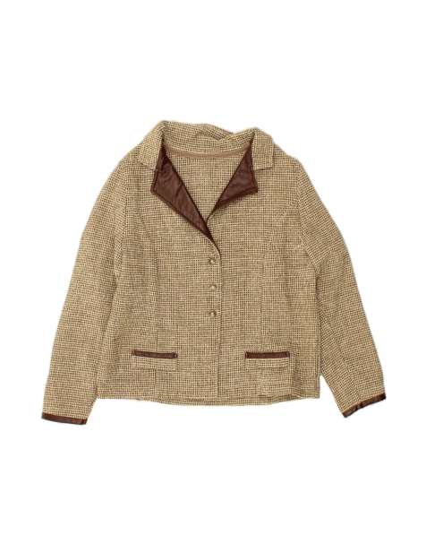 Vintage 3 Button Blazer Jacket UK 14 Large In Beige - view 1